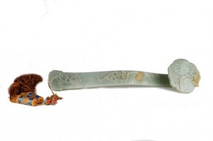 Fine and rare jade ruyi scepter, 18th century, 19 7/8in long. Estimate: $25,000-$30,000. Oakridge Auction Gallery image